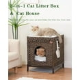 thumbnail image 2 of Cat Litter Box Enclosure Hidden Litter Box Furniture with Metal Heightened Feet, Rattan Handwoven Cat House with Litter Mat, Hidden Litter Box Furniture for Bedroom Living Room Natural, 2 of 16