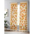 thumbnail image 4 of Thanksgiving Sheer Curtains 96 inches Long, Orange Maple Leaf Farm Wood Orange Plaid Light Filtering Sheer Window Curtains Rod Pocket Voile Drapes for Bedroom Living Room, 52"W x 96"L 2 Panels, 4 of 7
