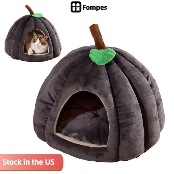 Fompes Cat Bed Cave-Cat Beds for Indoor Cats, Kittens and Small Pets, Soft and Warm Cats House Tent Bed, Foldable and Washable with Removable Cushioned and Anti Slip Bottom, Dark Grey-22inch