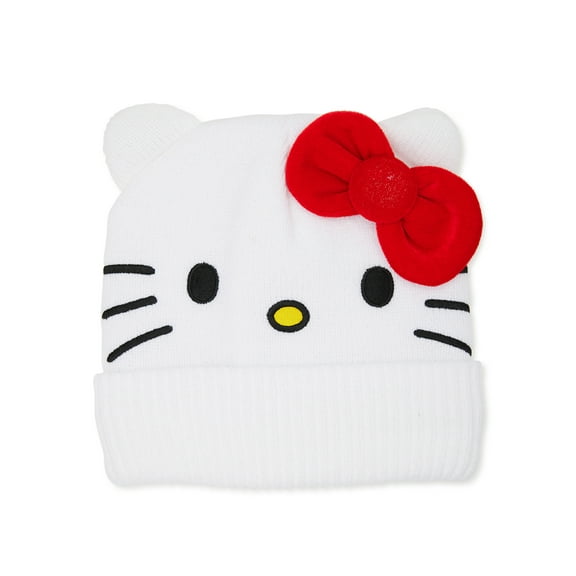 Sanrio Hello Kitty Rib Knit Beanie White