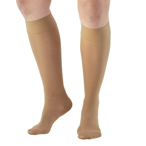 Ames Walker AW Style 280 Signature Sheers 20-30 mmHg Firm Compression Closed Toe Knee High Stockings Beige Large