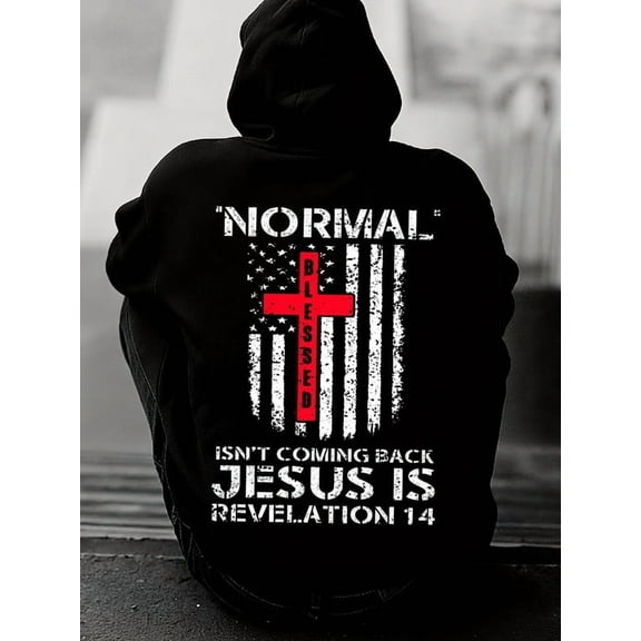 1 pack Christianity graphic hoodies sweatshirts men's polyester black New Spring and Autumn Season Printed Hoodie in Style Soft & Comfortable christianity pamuk autumn comfortable aesthetic Christma