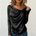 thumbnail image 2 of Maean Women Satin Tops Cowl Neck Long Sleeve Elegant Fashion Dressy Shirts Work Office Business Blouse, 2 of 5