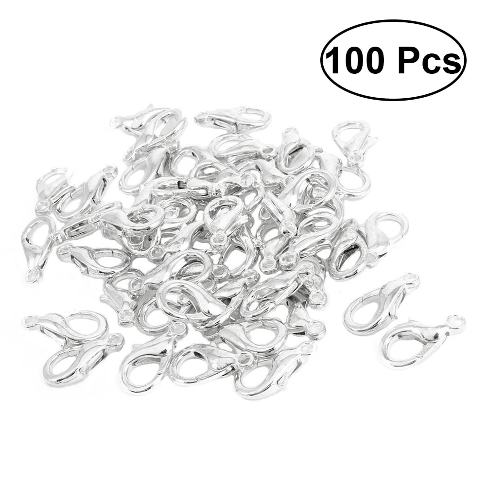 Curved Lobster Clasps-100pcs Silver Plated Lobster Claw Clasps Findings-7x12mm