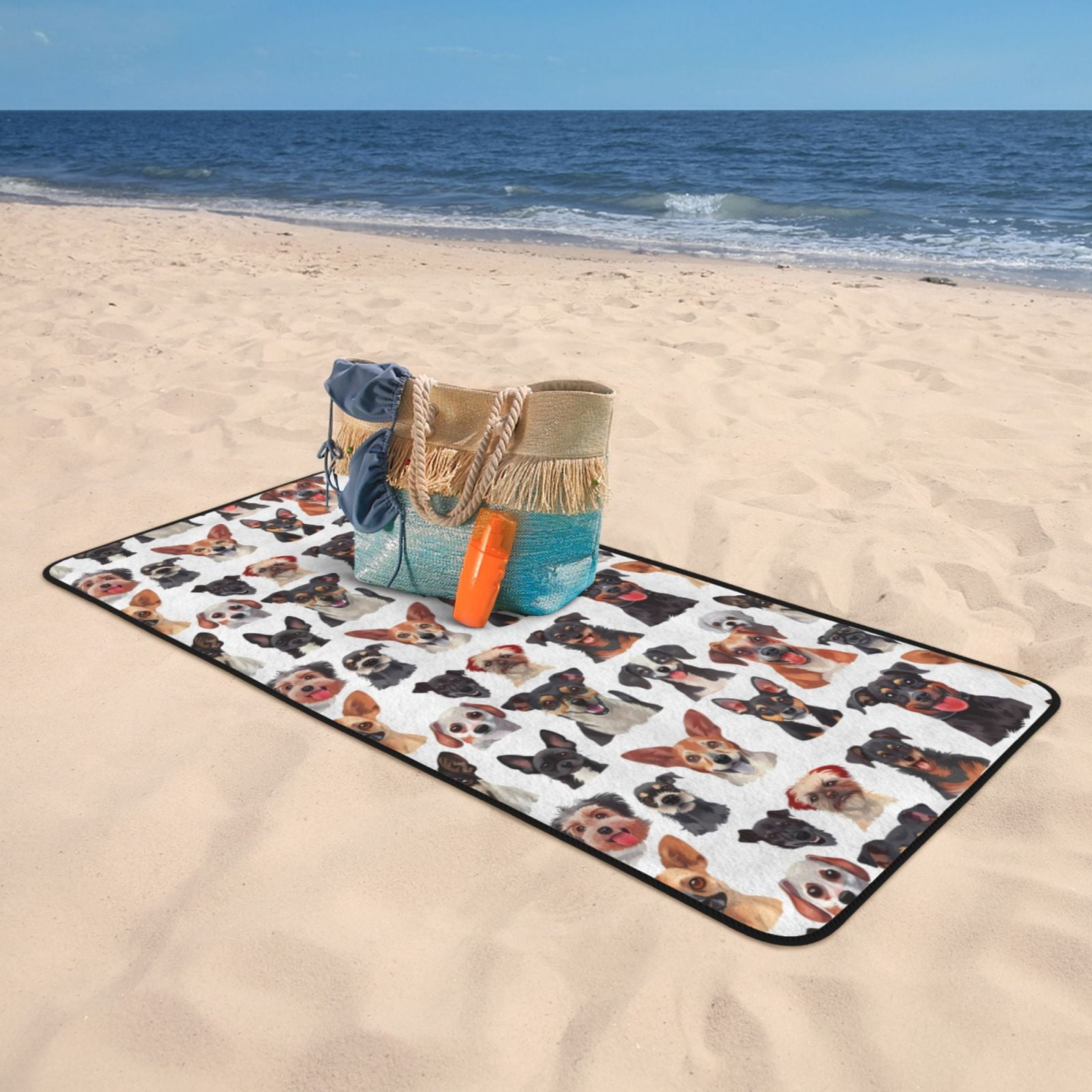 Cotton Bath Towels for Bathroom - Happy Dog Faces Collage Microfiber Quick Dry Towels for Body Bath Sheets, Personalized Beach Towel, Soft Shower Towels for Travel Home Beach 27*55in
