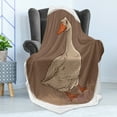 thumbnail image 4 of Goose Soft Flannel Fleece Throw Blanket, Cartoon Style Animal Silhouette in a Round Design Retro Doodle Details, Cozy Plush for Indoor and Outdoor Use, 60" x 80", Cocoa Tan Burnt Orange, by Ambesonne, 4 of 5