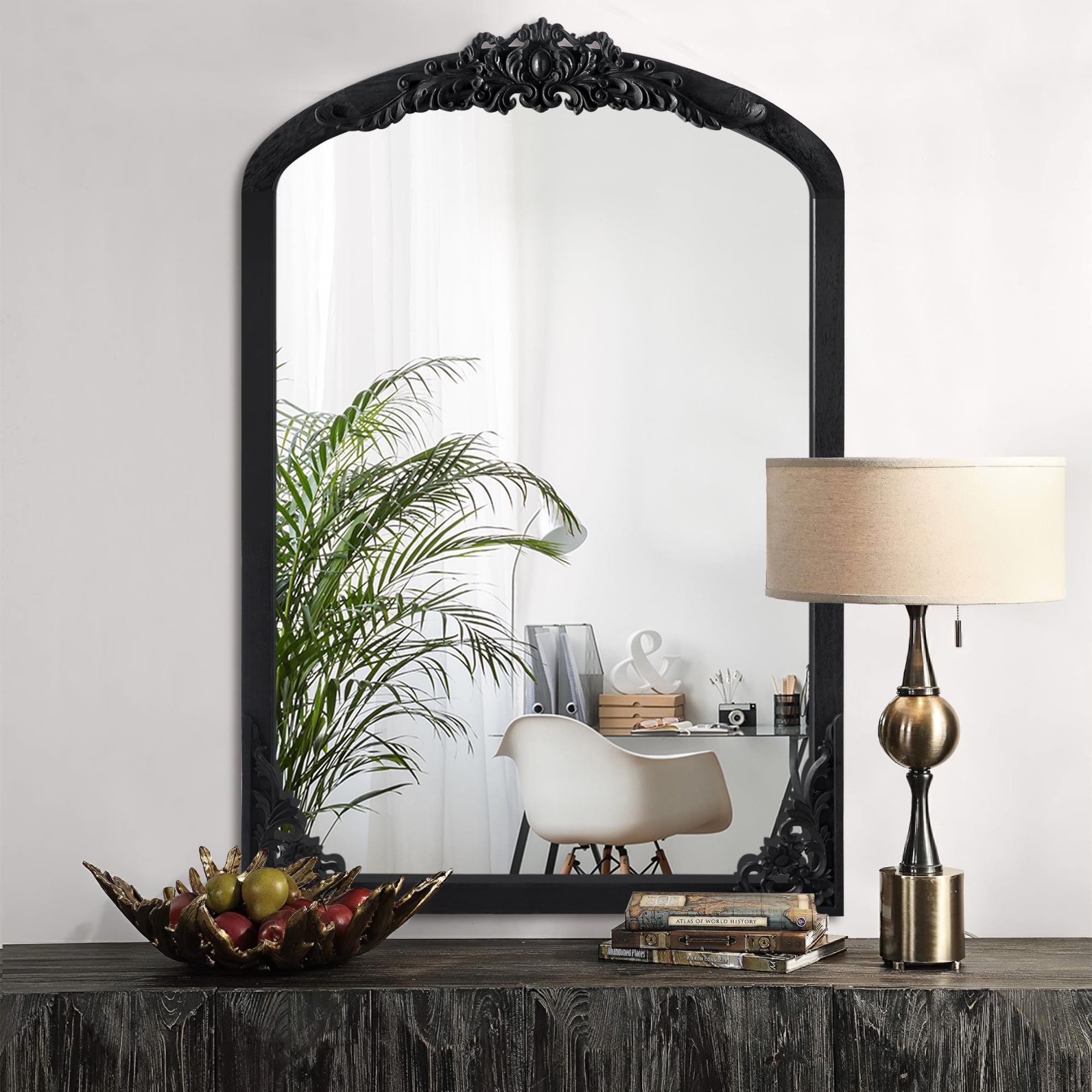 Neutype Arched Wall Mirror Small Arch Mirror Wall-Mounted Mirror 36 inchx24 inch,Gold,Iron, Size: 36 x 24