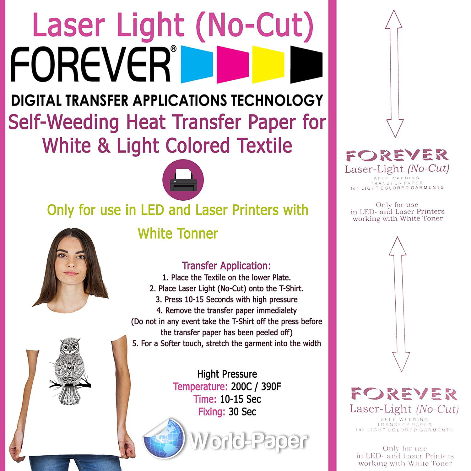 Heat Transfer Paper Laser Self-Weeding Trim Free Style for Dark A4 10 Sheets 
