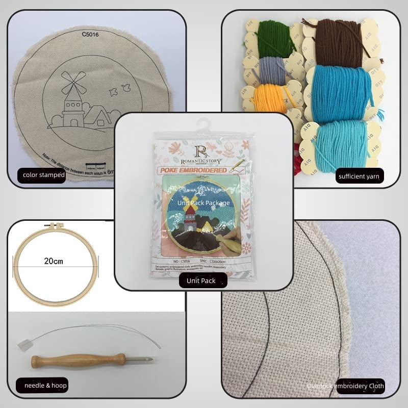 2 Pack Easy DIY Punch Needle Kits Embroidery Kits Set for Starter Kits with Stamped Color Pattern with Instruction,Yarn and Embroidery Wooden Handle Needle Pen (Alpaca & Goose)