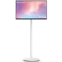 SYLVOX 32" Rolling TV, Large Tablet on Wheel, 1080p TouchScreen, 10000mAh Battery (4–5H), Android 14, 8GB RAM 128GB, Voice Remote, Dual 10W speakers, Full Swivel, White