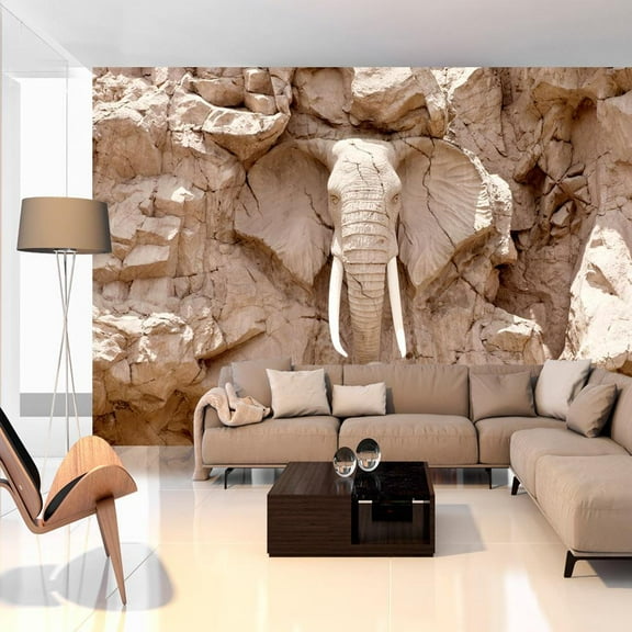Tiptophomedecor Landscape Wallpaper Wall Mural - Elephant Carving South Africa