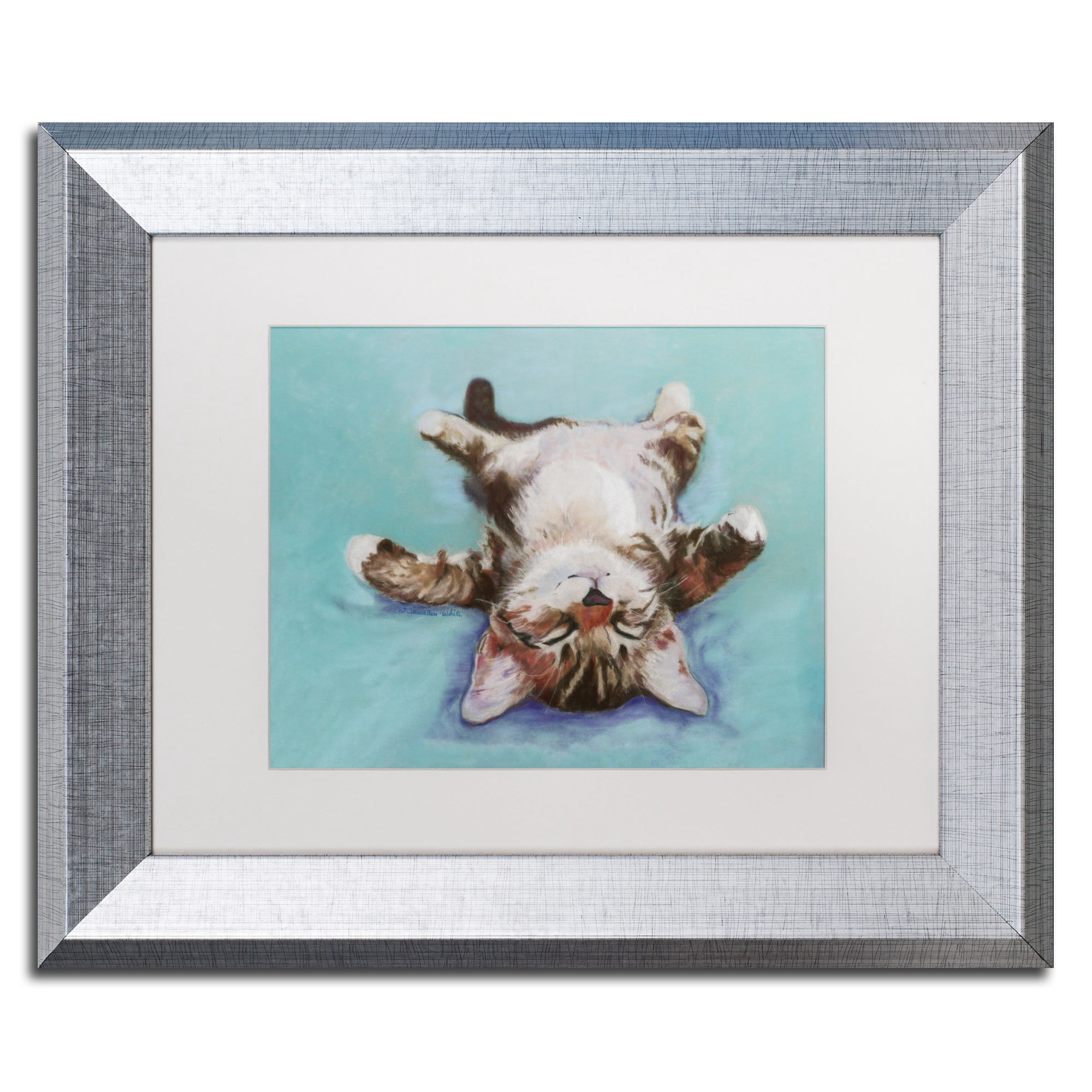 Trademark Fine Art "Little Napper" Canvas Art by Pat Saunders-White White Matte, Silver Frame