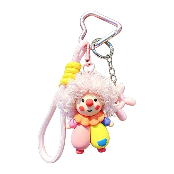 Knisume Halloween Stuffed Animals Clown Keychain – Plush Toy Keyring Party Favor, Plush Bag Charm Spooky Accessory, Keychain Plush Halloween, Stuffed Animal Keychain,Pink