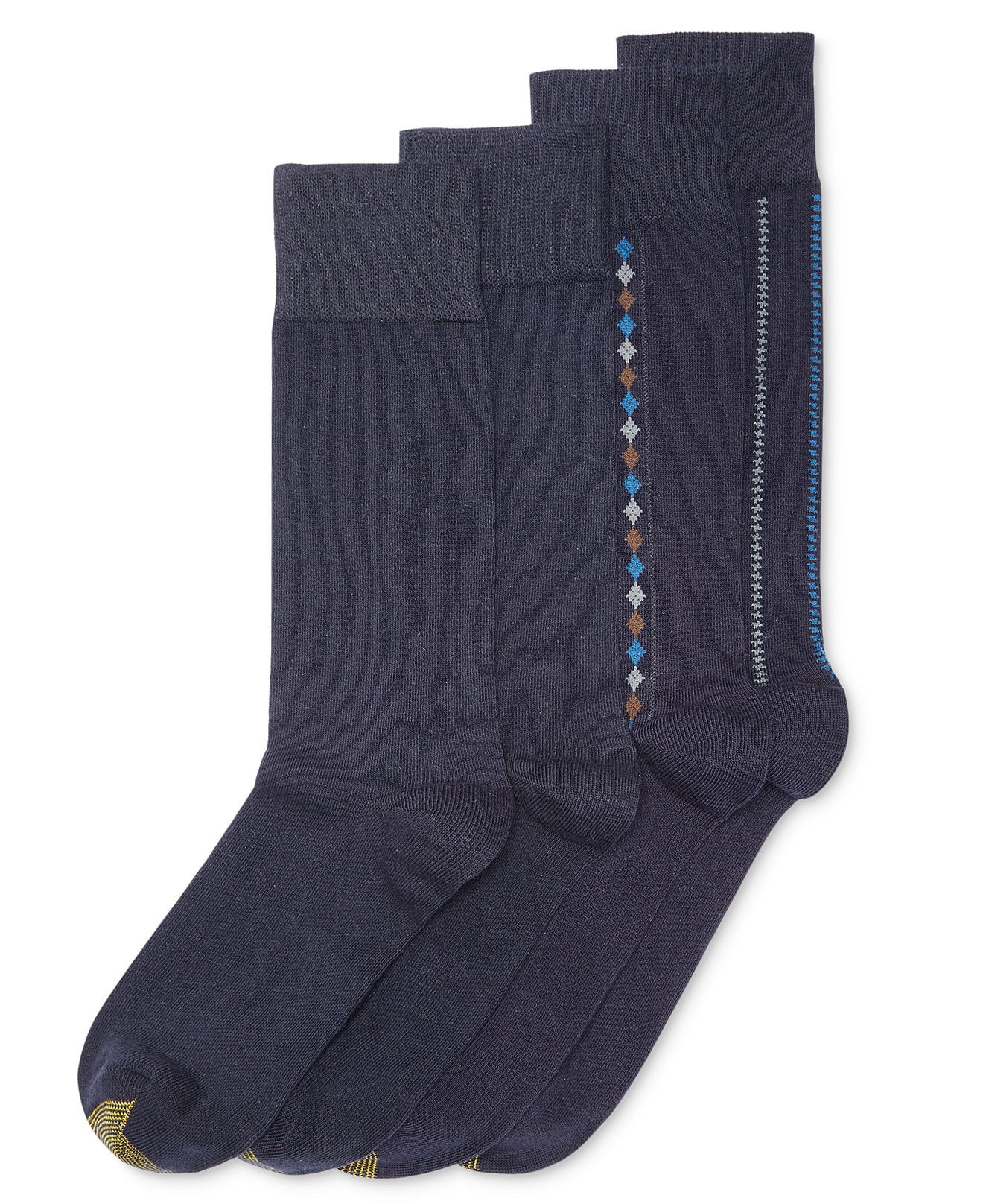 GOLDTOE Gold Toe NEW Navy Blue Mens Size 1013 Four Pairs Patterned