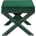 thumbnail image 3 of Maklaine Contemporary Velvet Ottoman / Bench in Green Finish, 3 of 5