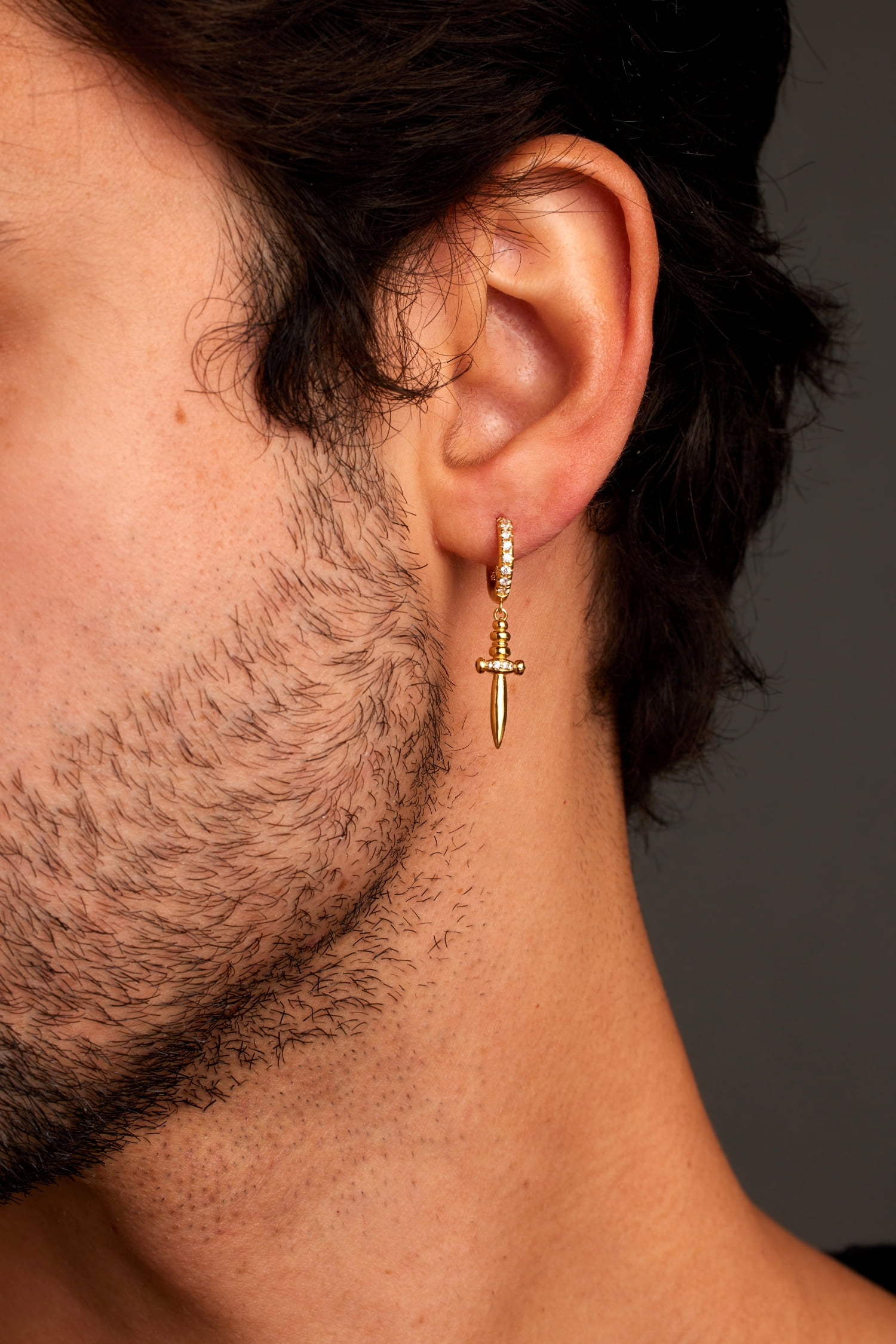 Bella by Thorne Mini Dagger Adult Huggie Earrings, Gold