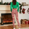 thumbnail image 6 of Gamivast Womens Christmas Leggings Plus Size Striped Printed High Waisted Pull on Holiday Pants Smoothing Stretch Tummy Control Ankle Length Funny Leggings Christmas Clothing, 6 of 7