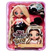 Na Na Na Surprise Teens Fashion Doll  Gretchen Stripes, 11 inch Blonde Soft Fabric Doll, Raccoon Inspired