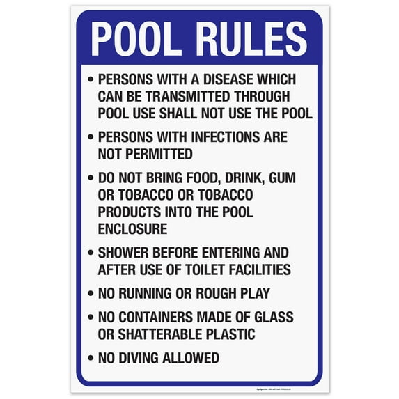 South Dakota Pool Rules Sign, Complies With State Of South Dakota Pool Safety Code, (SI-62154) 24x36 Corrugated Plastic