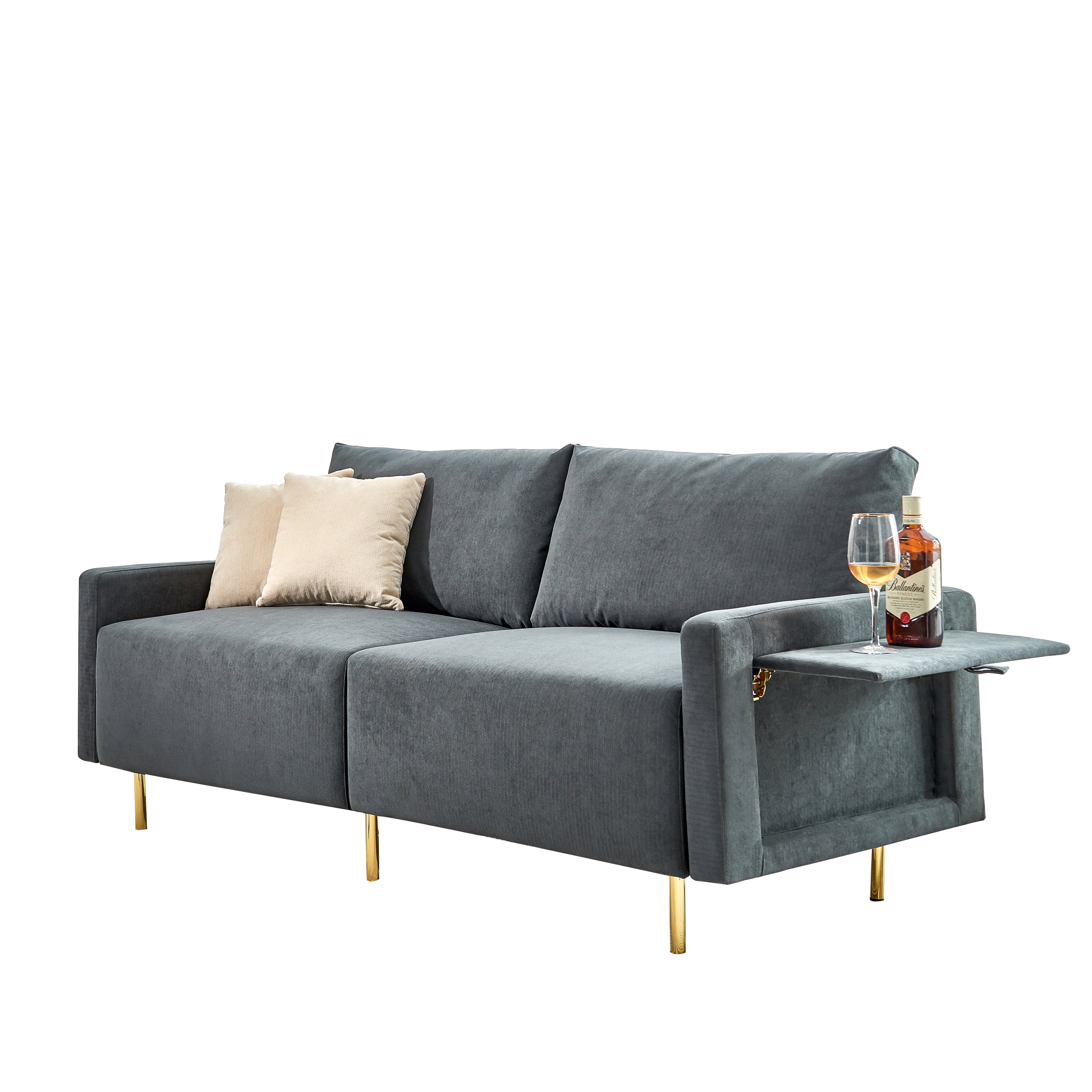 BSHTI 66.9 inch Modern Upholstered 2-Seat Loveseat Sofa,European style Loveseat Sofa for Livingroom(Navy Blue)