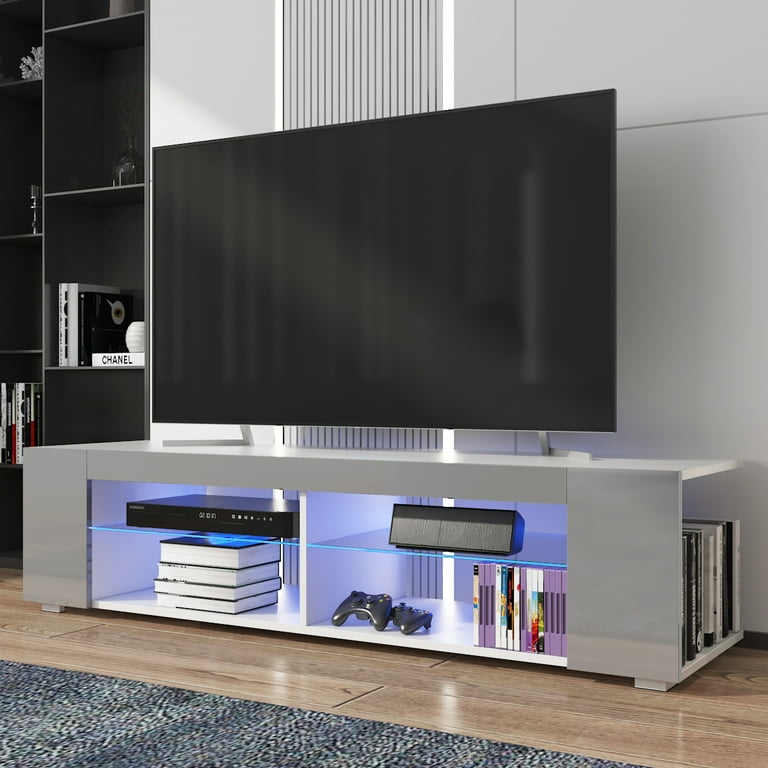 Gray tv stand with on sale led lights