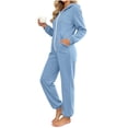 thumbnail image 2 of UTSJKR Women's Onesie Adult Fleece Long Sleeve Pajamas Heavyweight Cute Pjs Comfy One Piece Pajamas Fall Winter Jumpsuit Loungewear Light Blue XXL, 2 of 8