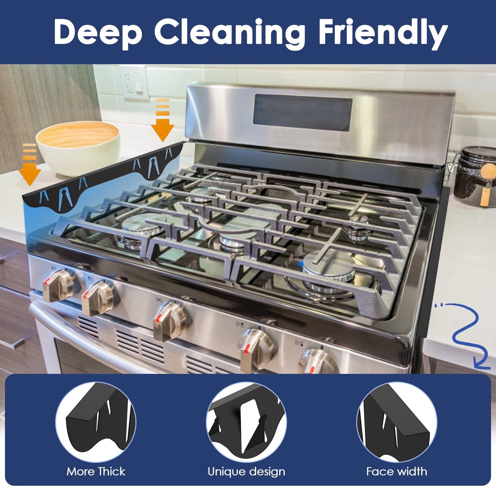 2Pcs Stainless Steel Stove Gap Cover Heat Resistant Kitchen Oven Gap Filler Rustproof Stove Guard for Home Kitchen