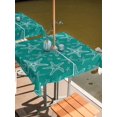 thumbnail image 2 of Outdoor Tablecloth with Umbrella Hole for Patio/Picnic/Party/Camping, Summer Ocean Waterproof Table Cloth Square Cover Washable, Coastal Starfish Marine Life Green (60"x 60"), 2 of 9
