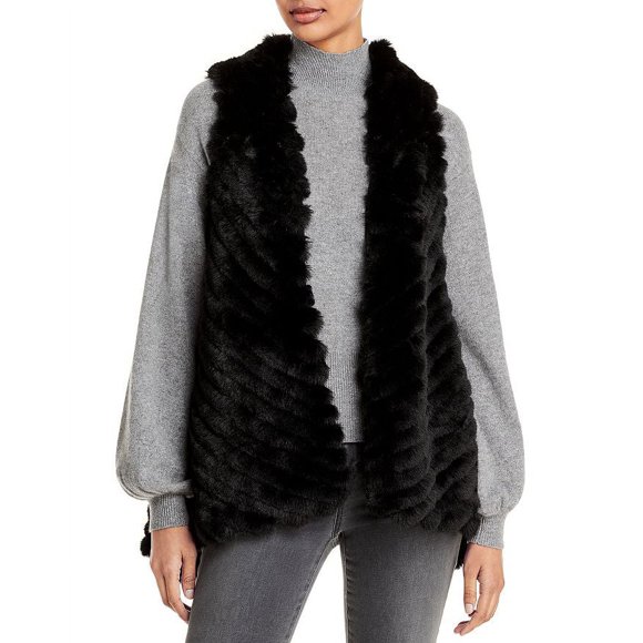 Jocelyn Gilet Asymétrique en Fausse Fourrure Rayée
