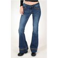 thumbnail image 2 of Grace in LA Jeans Women's Dark Wash Leopard Print Detailed Flare Stretch Jeans in 32" Inseam (28), 2 of 4