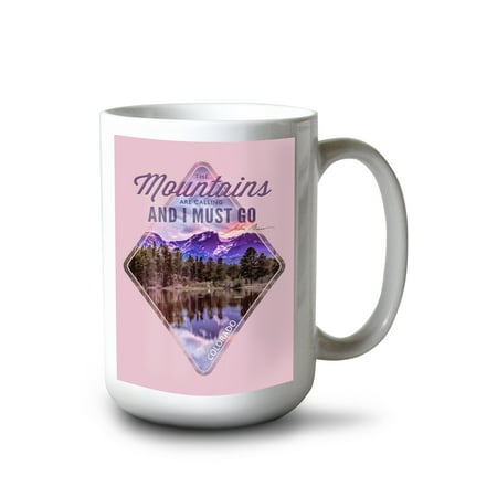 

15 fl oz Ceramic Mug Colorado The Mountains Are Calling John Muir Sunset and Lake Contour Dishwasher & Microwave Safe