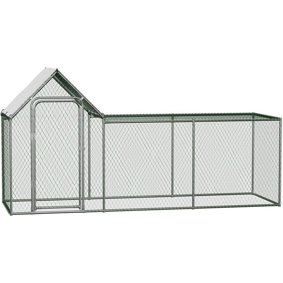 Acekid Large Metal Chicken Coop, Heavy Duty Chicken Run with Cover for 10 Chickens, Walk-in Poultry Cage for Hen Duck Rabbit, 10'x3.3'x5'