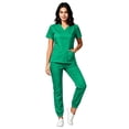 thumbnail image 4 of Scrubs For Women Set 2 Front Pockets Scrub Top And Elastic Cuff Jogger Cargo Pants Nurse Uniform 2 Piece Sets For Women Summer, 4 of 6