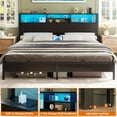 thumbnail image 4 of Homieasy Headboard for King Size Bed with Storage, Headboards with Outlets, USB Ports and LED Light, King Size Head Board Only, Height Adjustable, Reversible, Sturdy and Stable Headboard, Black, 4 of 7