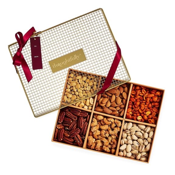 Thoughtfully Gourmet Nut Collection Gift Basket, Premium Assorted Nuts Snack Gift for Birthday, Holiday, Housewarming, Corporate or Sympathy Gifts, Healthy Treat for Men and Women
