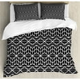 thumbnail image 1 of Trellis Duvet Cover Set Queen Size, Monochrome Lattice Ornament on Dark Background Vintage Inspired Grid Art, Decorative 3 Piece Bedding Set with 2 Pillow Shams, Charcoal Grey White, by Ambesonne, 1 of 3
