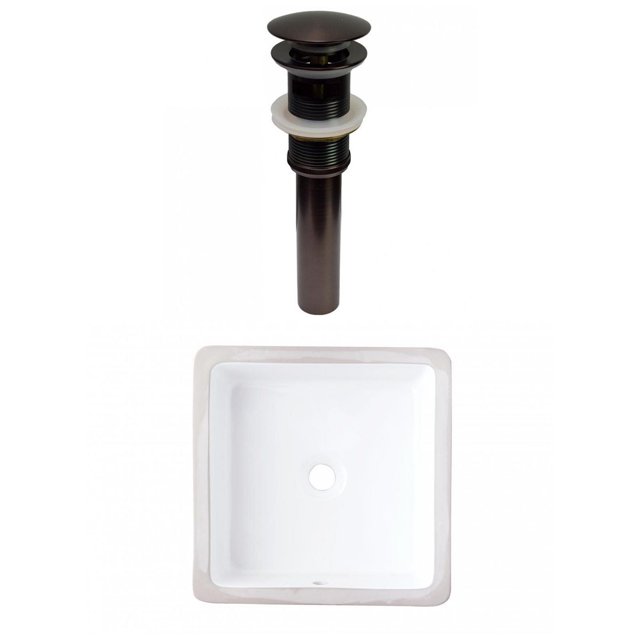 American Imaginations 16-in. W CUPC Square Bathroom Undermount Sink Set In White - Oil Rubbed Bronze Hardware - Overflow Drain Incl. AI-31811