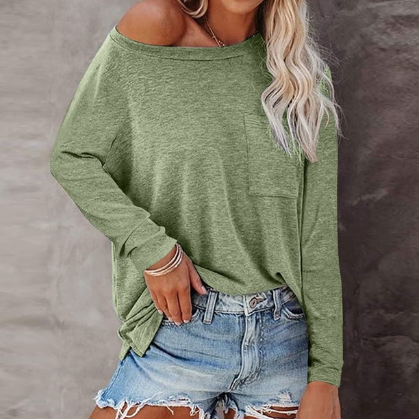 ICHUANYI Liquidación Blusa casual de verano de manga larga con cuello redondo para mujer ICHUANYI WER2023082201173