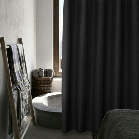 Black Bathroom Shower Curtains 96 inches Long Waffle Waterproof Shower Curtains Farmhouse Modern Rectangle Textured Bathroom Shower Curtains with Hooks Decorative Shower Room 72" W X 96" L