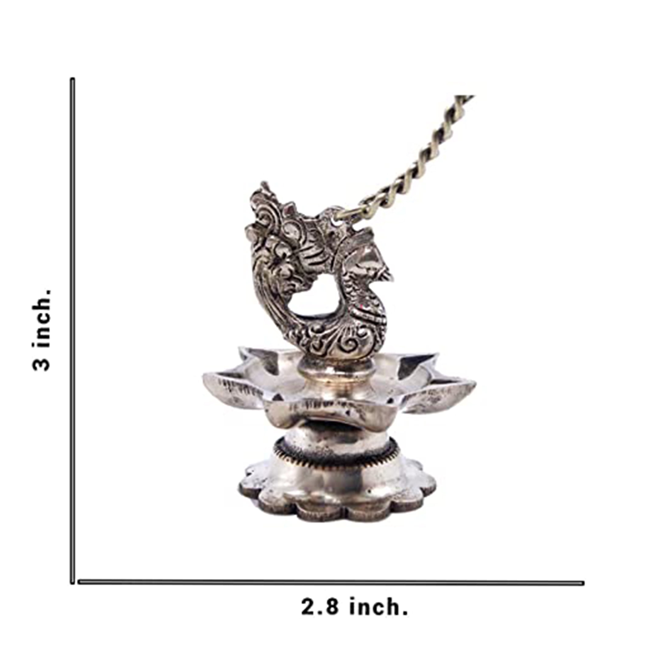Brass World Brass Diya Oil Lamp for Home Decor Hanging Diya for Puja Temple Diwali Gift Items, Glossy, 3 x 3 x 3 Inches