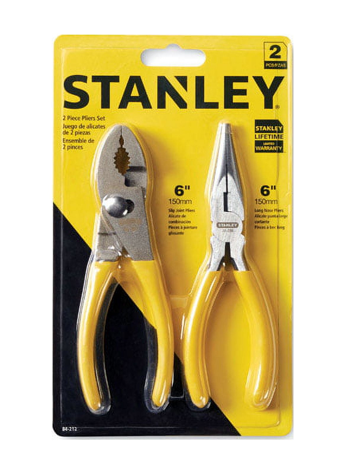 STANLEY 2 pc. Drop Forged Steel Pliers Set 6" L Yellow - Walmart.com