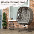 thumbnail image 4 of Outsunny Chaise Œuf Pivotante Intérieure Extérieure avec Coussins et Panier Pliable, 4 of 10