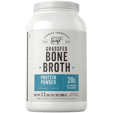 Grass Fed Bone Broth Protein Powder | 35.2 oz (2.2lb) | 20g Protein for Men and Women | Herbage Farmstead by Carlyle