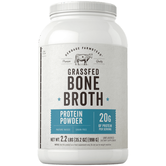 Grass Fed Bone Broth Protein Powder | 35.2 oz (2.2lb) | 20g Protein for Men and Women | Herbage Farmstead by Carlyle