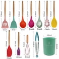 thumbnail image 4 of Kitchen Utensils Set of 12, Silicone Cooking Utensils with Non-Slip Wooden Handle and Organizer Bucket, 446°F Heat Resistant Cookware Utensils Set (Assorted Colors-Upgraded), 4 of 7
