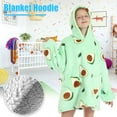 thumbnail image 3 of MesaSe Wearable Blanket Hoodie for Kids  Oversized Patterns Sweatshirt Blanket With Pocket  4-12YR, 3 of 9