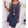 thumbnail image 4 of Women'S Waffle Knit Tank Dress Sleeveless Square Neck Casual Summer Outfit Dark Blue XXL, 4 of 9