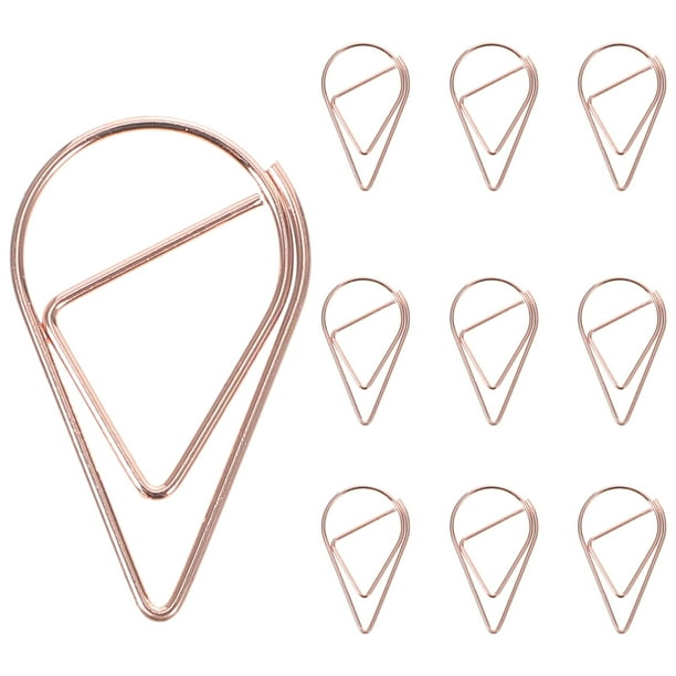 GOOHOCHY 10 clips metálicos para notas de papel, decorativos, con forma de gota, accesorios de oficina