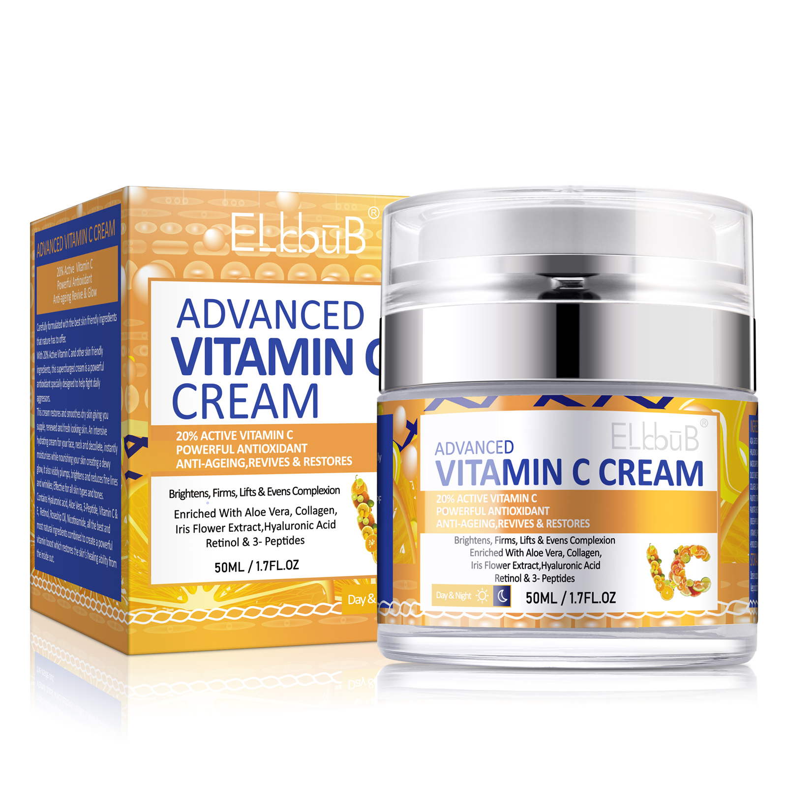 ELBBUB Vitamin C Moisturiser Cream Boost Skin Collagen,Hydrate & Plump