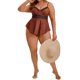 thumbnail image 4 of Bañador de dos piezas de talla grande Agnes Orinda para mujer, tankini con control del abdomen, vestido de baño con push up, conjunto de ropa de playa y piscina con pantalones cortos 1X Café, 4 of 7